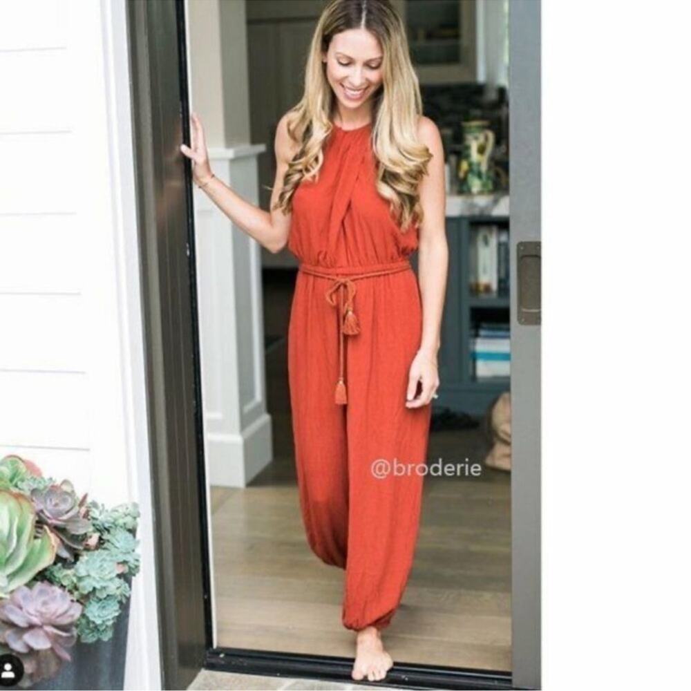 Anthropology Elevenses Burnt Orange North Beach Jumpsuit NWT - Picture 3 of 16